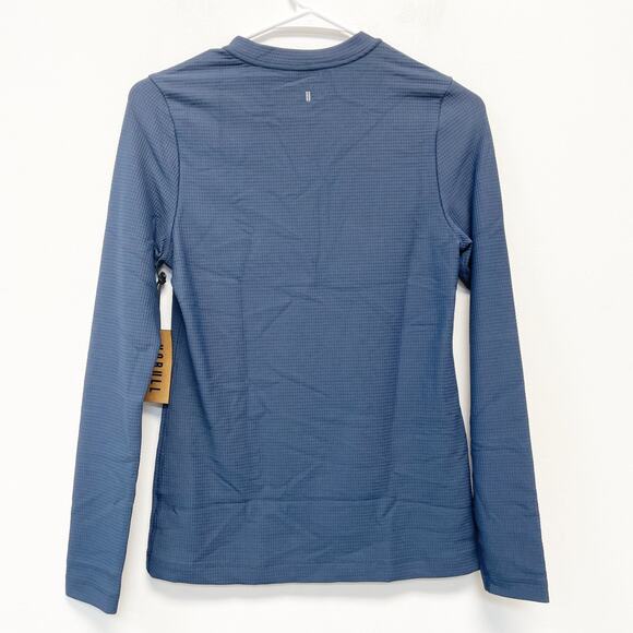 NoBull Women's Blue Waffle Knit Long Sleeve V Neck Performance Top Shirt XS - Picture 2 of 5